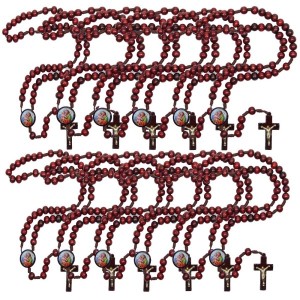 TE940401P12 - Terço São José Madeira c/ 12un. - 37cm