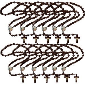 TE940879P12 - Terço Sagrada Família Madeira c/ 12un. - 37cm