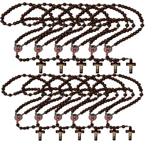 TE940570P12 - Terço São Carlo Acutis Madeira c/ 12un. - 37cm