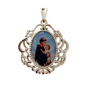 MD129455 - Medalha Santo Antônio Camafeu Níquel - 5x4,2cm