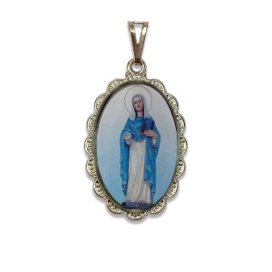 MD128071 - Medalha Santa Marcelina Rendada Níquel - 5x2,5cm