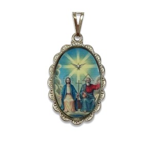 MD128811 - Medalha Santissíma Trindade Rendada Níquel - 5x2,5cm