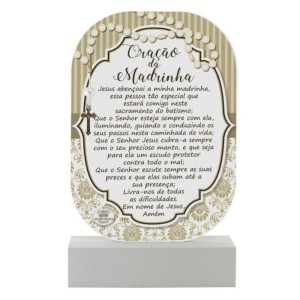 PD14600 - Pedestal Oração da Madrinha Bege - 20x12,5cm