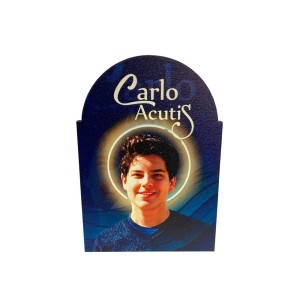 QD1987310 - Adorno de Mesa São Carlo Acutis MDF - 10,7x7,5cm