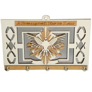 PC380815 - Porta Chaves Divino Espírito Santo MDF Branco - 20,5x14cm