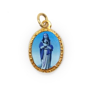 MD103145P10 - Medalha de Alumínio Oval Dourada c/ 10un Santa Maria Madalena - 2x1,3cm