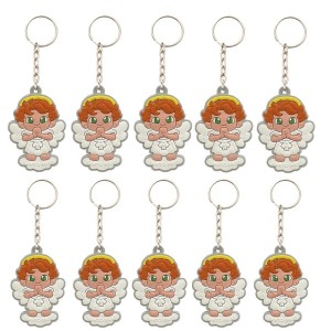 CH50790P10 - Chaveiro Santo Anjo Cinza Emborrachado c/ 10un. - 11x4cm