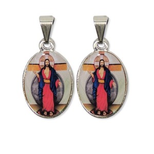 MD126450P2 - Medalha Santas Chagas de Jesus PX Dupla Níquel c/ 2un. - 3X1,5cm