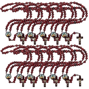 TE940311P12 - Terço Santa Terezinha Madeira c/ 12un. - 37cm