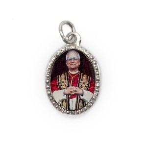 MD103857P10 - Medalha de Alumínio Oval Grande Prata c/ 10un. Papa Leão XIV - 2X1,3cm