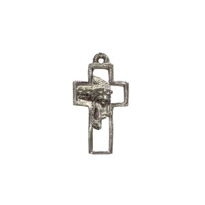 CZ861680 - Cruz Metal Níquel Face de Cristo - 4,6x2,5cm