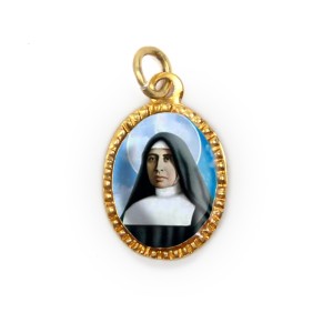 MD103107P10 - Medalha de Alumínio Oval Dourada c/ 10un. Santa Paulina - 2X1,3cm