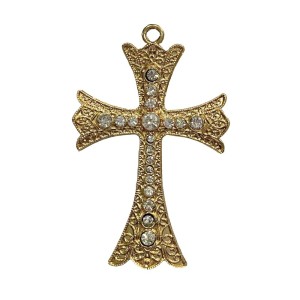 CZ1470065 - Cruz Metal Dourada c/ Strass - 8,4x5,3cm