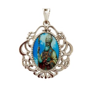 MD129486 - Medalha Santo Agostinho Camafeu Níquel - 5,5x4,2cm