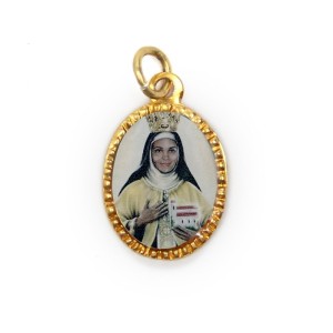MD103171P10 - Medalha de Alumínio Oval Dourada c/ 10un Santa Efigênia - 2x1,3cm