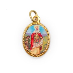 MD103162P10 - Medalha de Alumínio Oval Dourada c/ 10un Santa Isabel de Portugal - 2x1,3cm