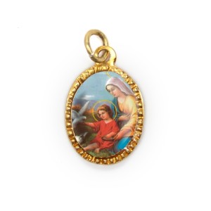MD103054P10 - Medalha de Alumínio Oval Dourada c/ 10un. N. Sra. Do Lar - 2X1,3cm