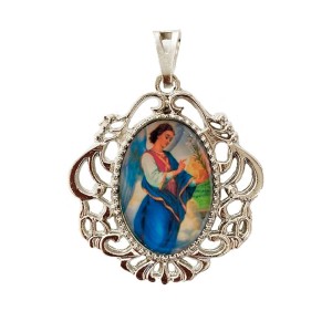 MD129804 - Medalha São Gabriel Arcanjo Camafeu Níquel - 5x4,2cm