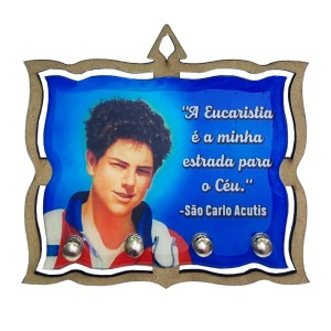 PC380655 - Porta Chaves São Carlo Acutis MDF Resinado - 15,5x14cm