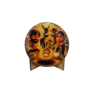 IM32101 - Pedestal Presépio Madeira MDF Resinado - 7x7cm