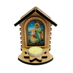 KT320300 - Capela com Vela Sagrada Família - 12,5x9cm