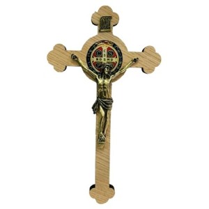 CW760360 - Crucifixo de Parede São Bento Madeira - 33x18cm (CR56)