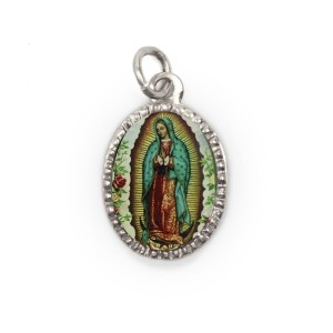 MD103707P10 - Medalha de Alumínio Oval Prata c/ 10un. N. Sra. De Guadalupe - 2x1,3cm