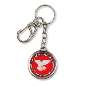 CH1090060 - Chaveiro Divino Espírito Santo Duplo Resinado - 12x3,5cm