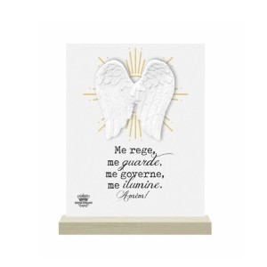 PE726090 - Pedestal Oração Anjo da Guarda c/ Asa - 15x12cm