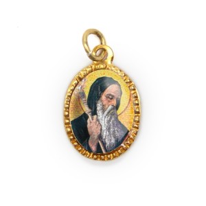 MD103289P10 - Medalha de Alumínio Oval Dourada c/ 10un. São Bento - 2X1,3cm