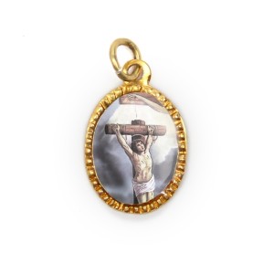 MD103237P10 - Medalha de Alumínio Oval Dourada c/ 10un. São  Dimas - 2x1,3cm