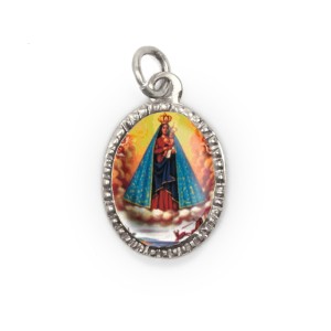 MD103610P10 - Medalha de Alumínio Oval Prata c/ 10un. N. Sra. De Nazaré - 2X1,3cm