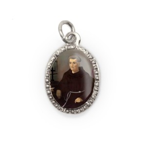 MD103803P10 - Medalha de Alumínio Oval Prata c/ 10un. São Frei Galvão - 2x1,3cm