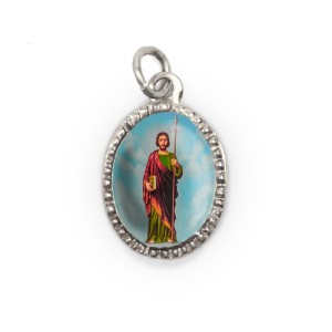 MD103826P10 - Medalha de Alumínio Oval Prata c/ 10un. São Judas Tadeu - 2X1,3cm