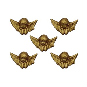 AJ11003P5 - Anjinho de Biscuit Dourado c/ 5un. - 3,3x2,2cm