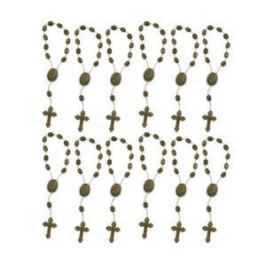 DZ05009P12 - Dezena de Acrílico Dourada c/12un. (Mini Terço) - 13,5x1cm