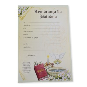CF75001 - Certificado Lembrança do Batismo - 28x19cm