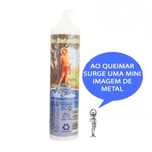 VE155127 - Vela São Sebastião c/ Santo de Bolso - 14x3cm