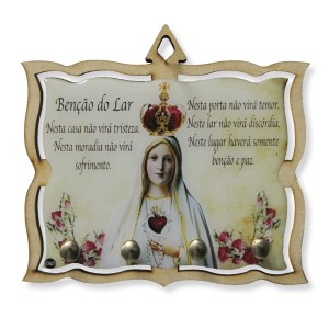 PC380607 - Porta Chaves N. Sra. De Fátima MDF Resinado - 15,5x14cm