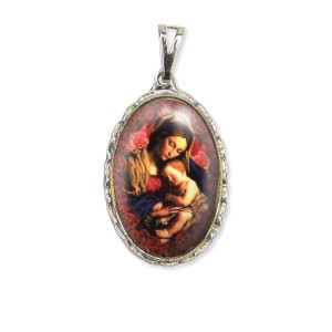 MD128015 - Medalha N. Sra. Da Divina Providência Rendada Níquel - 5x2,5cm