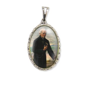 MD128413 - Medalha Padre José de Anchieta Rendada Níquel - 5x2,5cm
