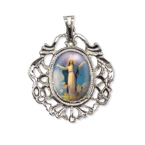 MD129010 - Medalha N. Sra. da Assunção Camafeu Níquel - 5x4,2cm