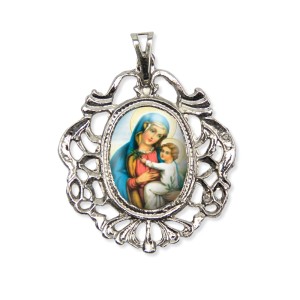 MD129017 - Medalha N. Sra. da Paz Camafeu Níquel - 5x4,2cm