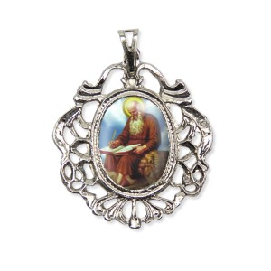 MD129431 - Medalha São Jerônimo Camafeu Níquel - 5x4,2cm