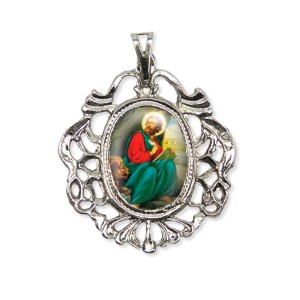 MD129482 - Medalha São Marcos Camafeu Níquel - 5x4,2cm