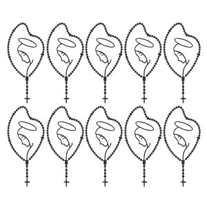 AD1500007P10 - Adesivo Terço Nossa Senhora c/ 10 unid. Preto - 8,5x4cm.