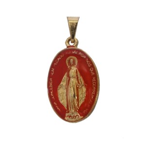 MD520123P2 - Medalha N. Sra. Das Graças Resinada Vermelha c/ 2un. - 3x1,5cm